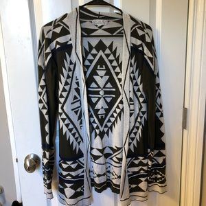 Olive and Cream Tribal Print Cardigan
